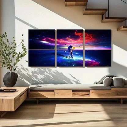 3pcs Space Astronaut Planet Art Painting Wall Art Set Canvas Framed 50x70cm - High Quality Print 100% Australian Made Wall Canvas Ready to Hang - Bella Home Decor
