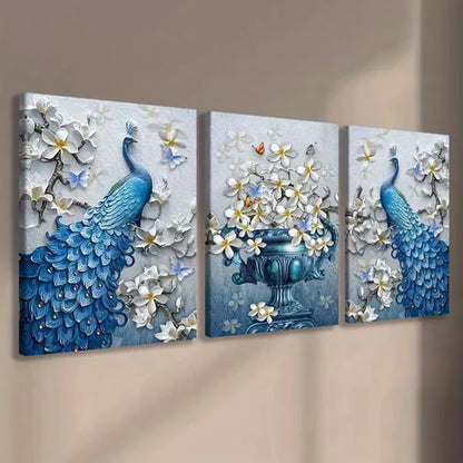 3pcs Peacock Wall Art Canvas Unframed - High Quality Print 100% Australian Made Wall Canvas