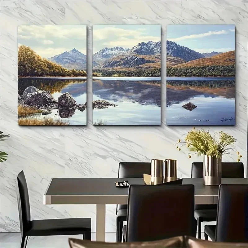 3pcs Nature Lake Beautiful Artwork Perfect Wall Art Set Canvas Framed 60x90cm - High Quality Print 100% Australian Made Wall Canvas Ready to Hang - Bella Home Decor