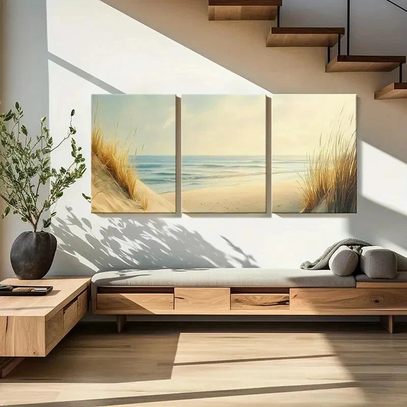 3pcs Beach Sunset Coastal Landscape Ocean Waves Metal Print Ready to Hang Art - Bella Home Decor