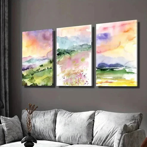 3pcs Artistic Nature Scene of Irish Meadow Wall Art Set Canvas Unframed - High Quality Print 100% Australian Made Wall Canvas - Bella Home Decor