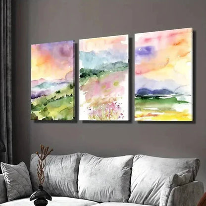 3pcs Artistic Nature Scene of Irish Meadow Wall Art Set Canvas Unframed - High Quality Print 100% Australian Made Wall Canvas - Bella Home Decor