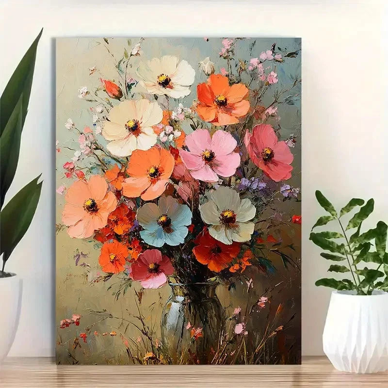 Beautiful Vibrant Botanical Flower Painting 40x60cm Metal Print Ready to Hang