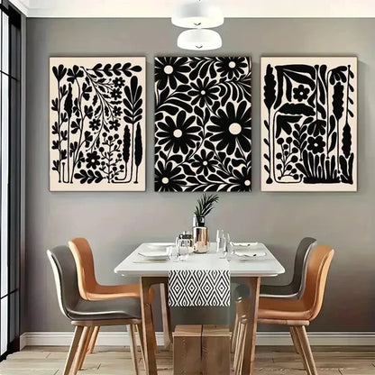 3pcs Touch Of Sophistication Beige Black Daisy Perfect Wall Art Canvas Unframed – High Quality Print 100% Australian Made Wall Canvas