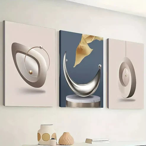 3pcs light luxury three-dimensional geometric Wall Art Set Canvas Unframed - High Quality Print 100% Australian Made Wall Canvas