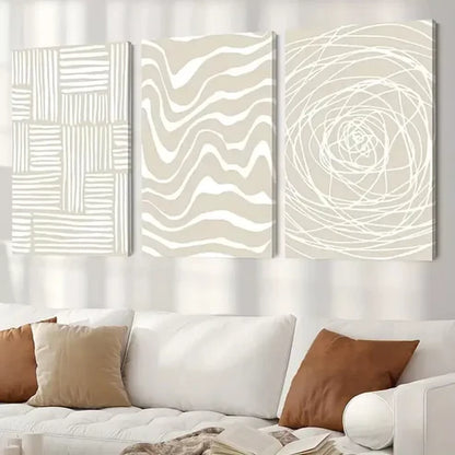 3pcs White Abstract Wall Art Set Canvas Unframed - High Quality Print 100% Australian Made Wall Canvas