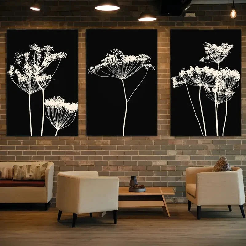 3pcs Modern Botanical Contemporary Floral Prints Metal Print Ready to Hang Art