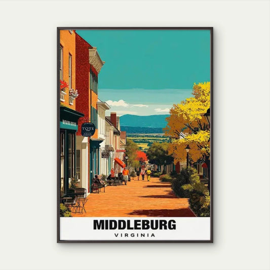 Middleburg Virginia Scene Small Town Spanish Travel Poster Print Wall Art