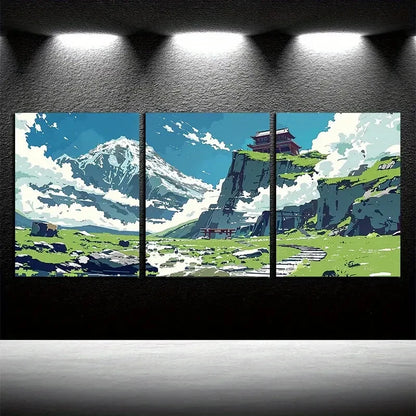 3pcs Vibrant Stairs Ascend To The Sky Series Metal Print Ready to Hang Art