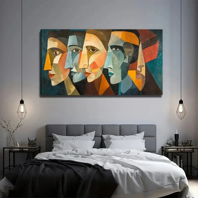 Abstract Human Face Wall Art Canvas Office Home Room Framed 120x60cm