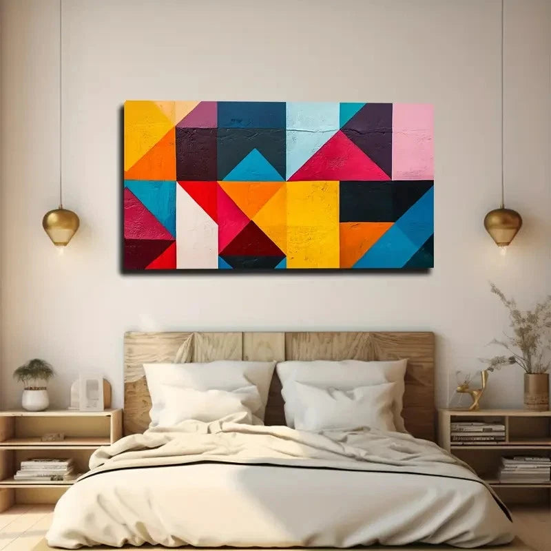 Abstract Square Graphic Wall Art Canvas Office Home Room Framed 120x60cm
