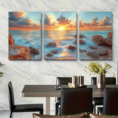 3pcs North Avoca Beach Australia  Wall Art Set Canvas Framed 60x90cm - High Quality Print 100% Australian Made Wall Canvas Ready to Hang