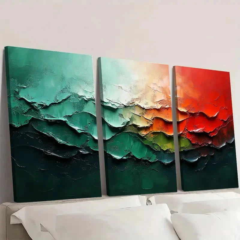 3pcs White & Green, Red & Green RG  Wall Art Set Canvas Framed 60x90cm - High Quality Print 100% Australian Made Wall Canvas Ready to Hang