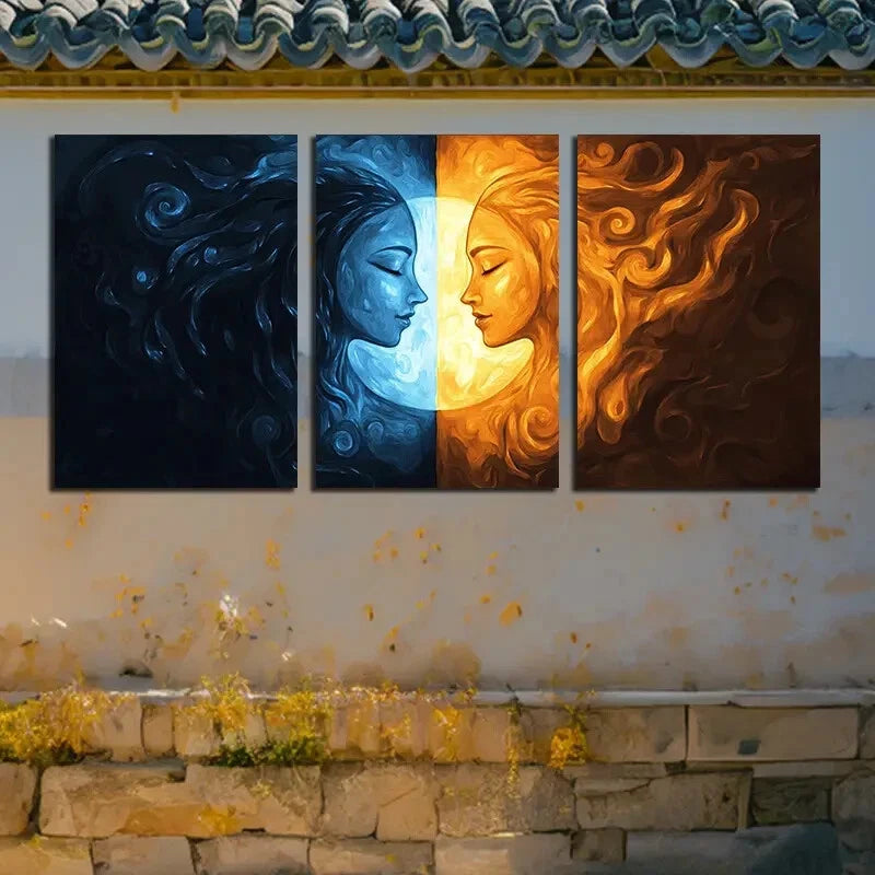 3pcs Vibrant Couples on Water Surface Design Metal Print Ready to Hang Art - Bella Home Decor