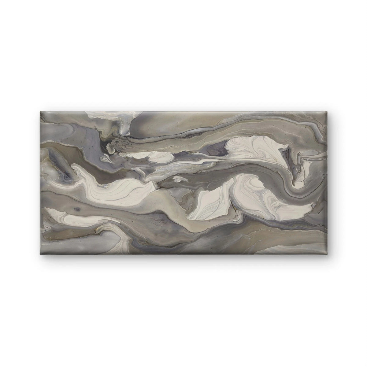 Neutral Grey Liquid Marble Swirl Wall Art Canvas Office Home Framed 120x60cm