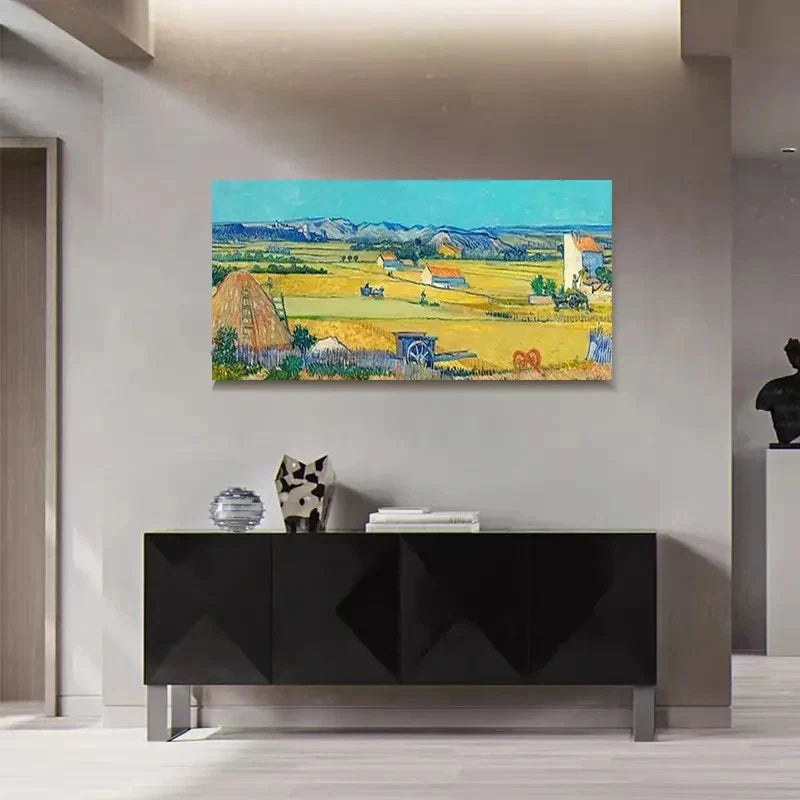 Golden Wheat Field Vibrant Wall Art Canvas Office Home Room Framed 120x60cm