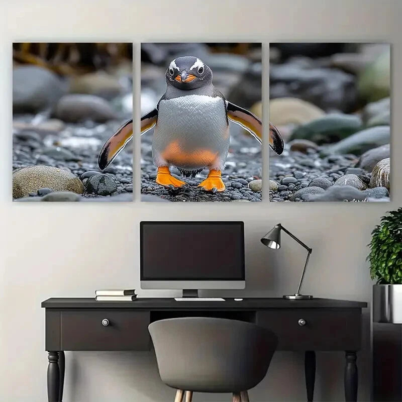 3pcs Humboldt Penguin Wildlife Photography Metal Print Ready to Hang Art - Bella Home Decor