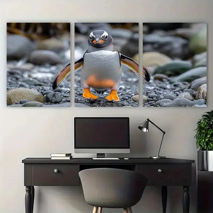 3pcs Humboldt Penguin Wildlife Photography Metal Print Ready to Hang Art - Bella Home Decor