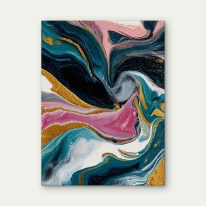 Swirling Manga Style Abstract Marble Metal Print Ready to Hang