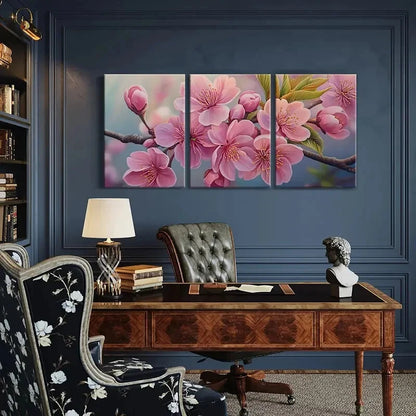 3pcs Pink Blossoms Flowers Spring Nature Metal Print Ready to Hang Art - Bella Home Decor