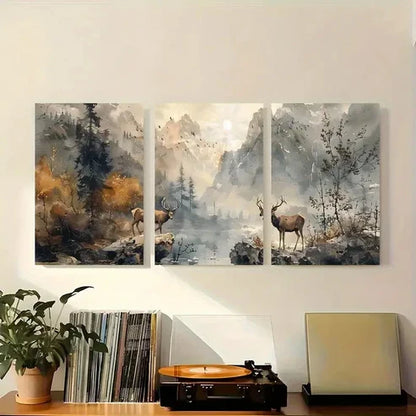 3pcs Serene Forest And River In Misty Wall Art Canvas Unframed – High Quality Print 100% Australian Made Wall Canvas