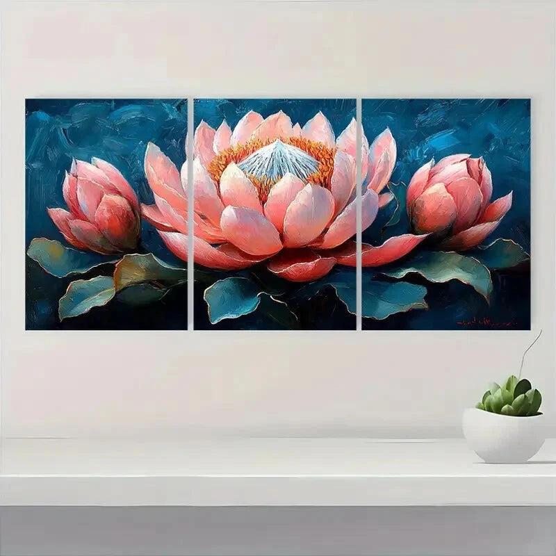 3pcs Vibrant Protea Flowers in Pink Blue & Peach Metal Print Ready to Hang Art - Bella Home Decor