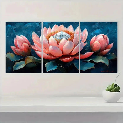 3pcs Vibrant Protea Flowers in Pink Blue & Peach Metal Print Ready to Hang Art - Bella Home Decor