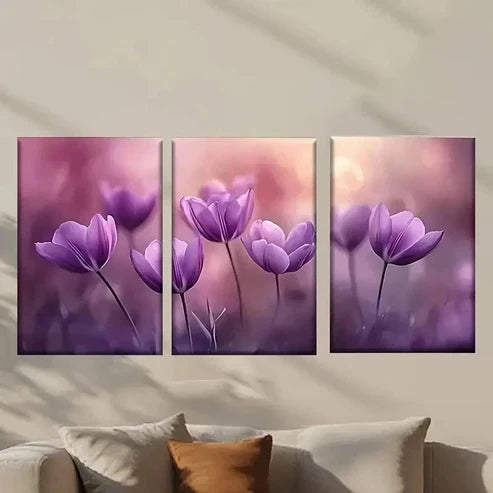 3pcs Purple Tulipaceas Decoration  Wall Art Set Canvas Unframed - High Quality Print 100% Australian Made Wall Canvas