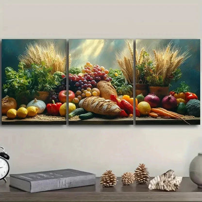 3pcs Vegetable & Fruits Decoration Wall Art Set Canvas Framed 50x70cm - High Quality Print 100% Australian Made Wall Canvas Ready to Hang