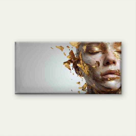 Golden Ethereal Abstract Wall Art Canvas Office Home Room Framed 120x60cm