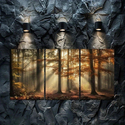 3pcs Misty Forest & Changing Leaves Metal Print Ready to Hang Art