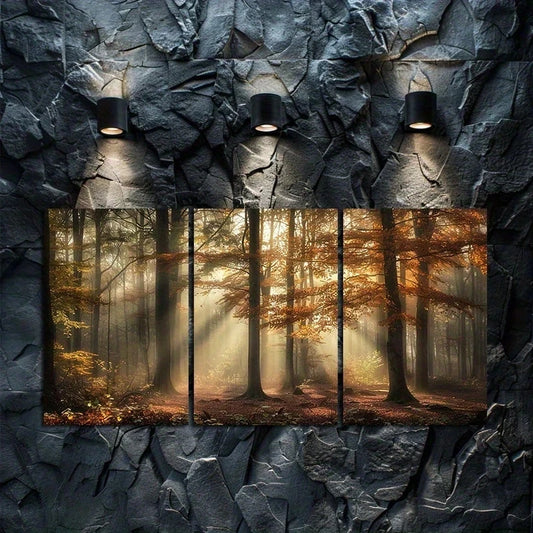 3pcs Misty Forest & Changing Leaves Metal Print Ready to Hang Art