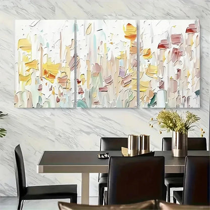 3pcs Vibrant Colorful Field of Flowers Design Metal Print Ready to Hang Art