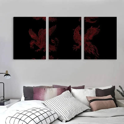 3pcs Red Vector Drawing Set Art   Wall Art Set Canvas Framed 40x60cm - High Quality Print 100% Australian Made Wall Canvas Ready to Hang