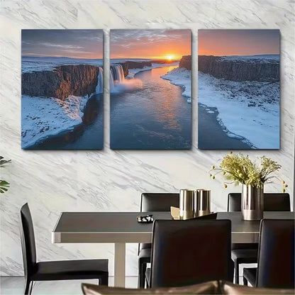 3pcs Fjollum River Jokulsargljufur National Park Metal Print Ready to Hang Art