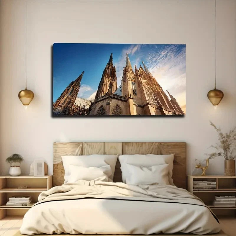 Blue Sky & Golden Sunlight Wall Art Canvas Office Home Room Framed 120x60cm
