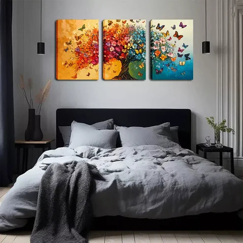 3pcs Imaginary Trees And Butterflies Wall Art Canvas Unframed - High Quality Print 100% Australian Made Wall Canvas