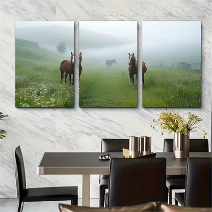 3pcs Misty Albanian Landscape Metal Print Ready to Hang Art