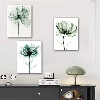 3pcs Elegant Floral With Transparent Petals Wall Art Canvas Unframed - High Quality Print 100% Australian Made Wall Canvas