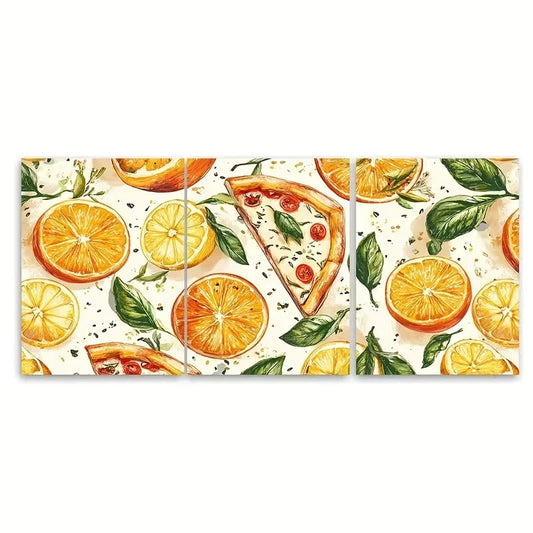 3pcs Oranges Italian Style Italy Themed Dinner Wall Art Set Canvas Framed 60x90cm - High Quality Print 100% Australian Made Wall Canvas Ready to Hang