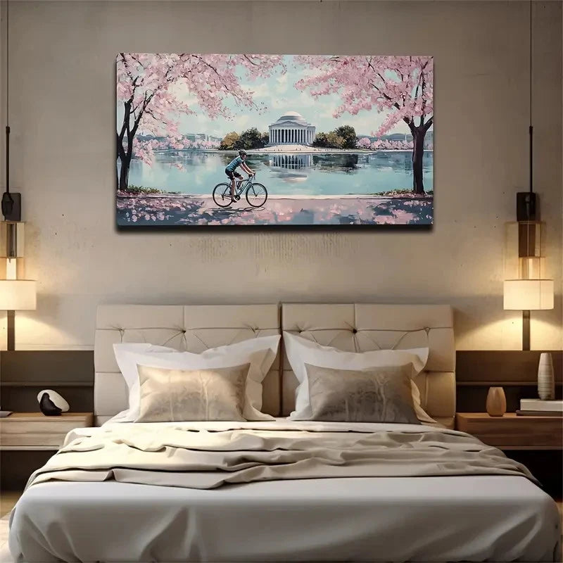 Rider Under The Cherry Tree Wall Art Canvas Office Home Room Framed 120x60cm