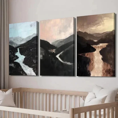 3pcs Tranquil Valley Landscapes with Waterfalls Wall Art Set Canvas Unframed - High Quality Print 100% Australian Made Wall Canvas