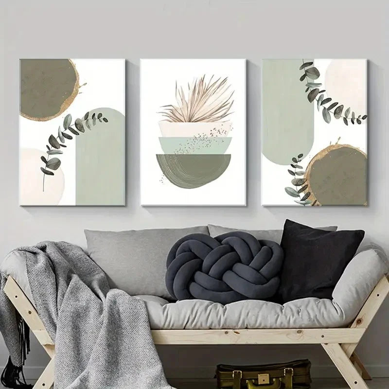 3pcs Bohemian Abstract Geometric Metal Print Ready to Hang Art - Bella Home Decor
