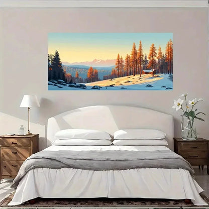 Winter Mountain Snowy Wall Art Canvas Office Home Room Framed 120x60cm