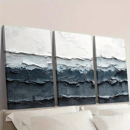3pcs Gray and White Textured Abstract VC   Wall Art Set Canvas Framed 40x60cm - High Quality Print 100% Australian Made Wall Canvas Ready to Hang