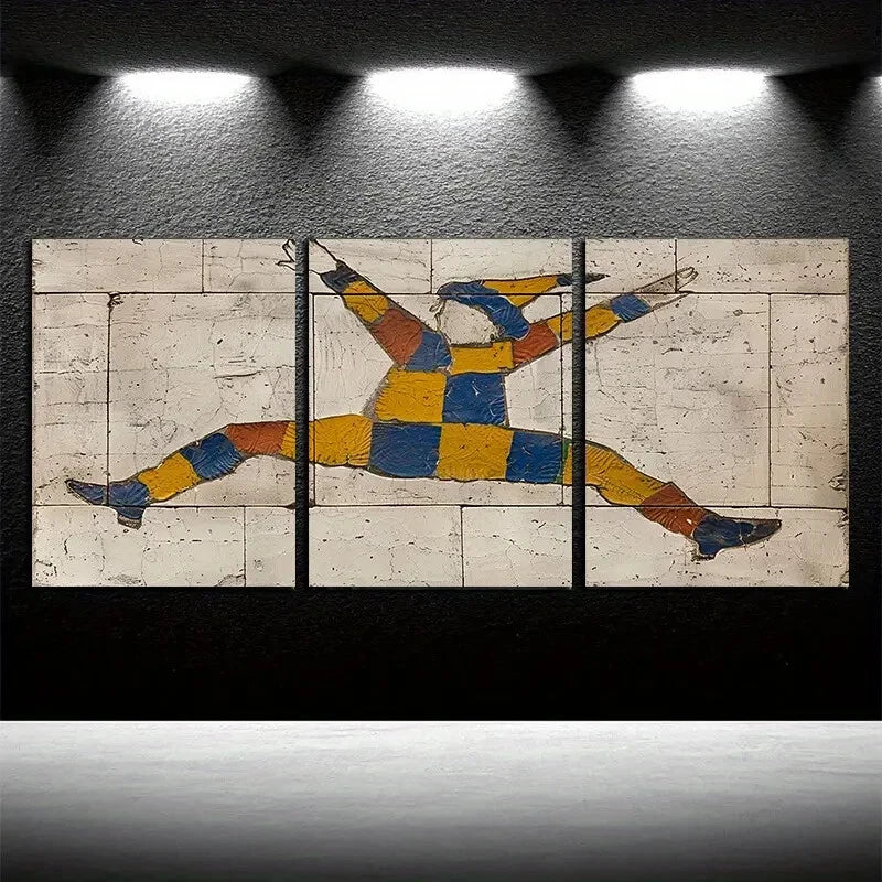 3pcs Mystery Dance Brick Wall Illustration Metal Print Ready to Hang Art - Bella Home Decor