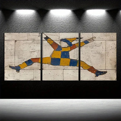 3pcs Mystery Dance Brick Wall Illustration Metal Print Ready to Hang Art - Bella Home Decor