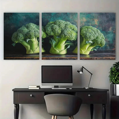 3pcs Broccoli Vegetables Kitchen Design Wall Art Set Canvas Framed 40x60cm - High Quality Print 100% Australian Made Wall Canvas Ready to Hang - Bella Home Decor