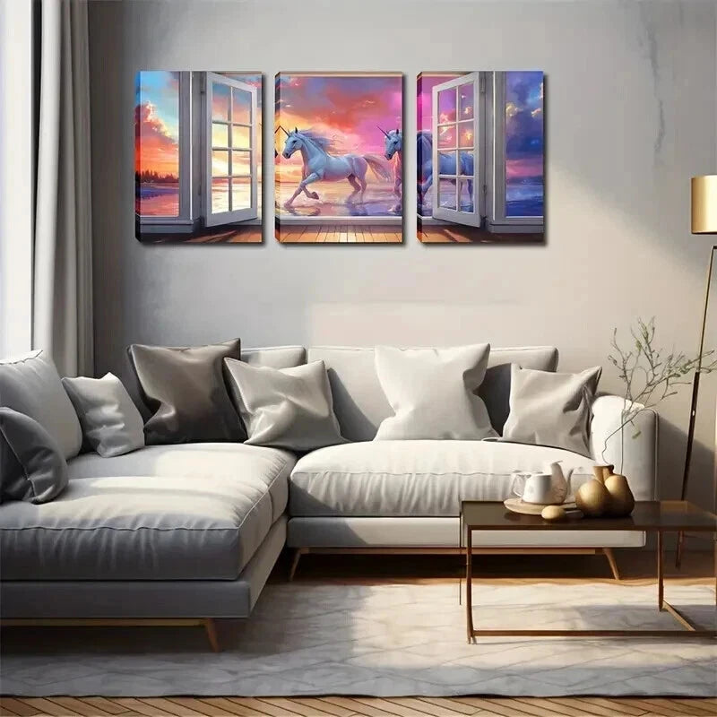 3pcs Stunning Sky Scene In White Décor Perfect Wall Art Set Canvas Framed 50x70cm - High Quality Print 100% Australian Made Wall Canvas Ready to Hang - Bella Home Decor