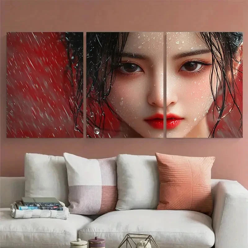 3pcs Beautiful Ginny Leung Illustration Metal Print Ready to Hang Art